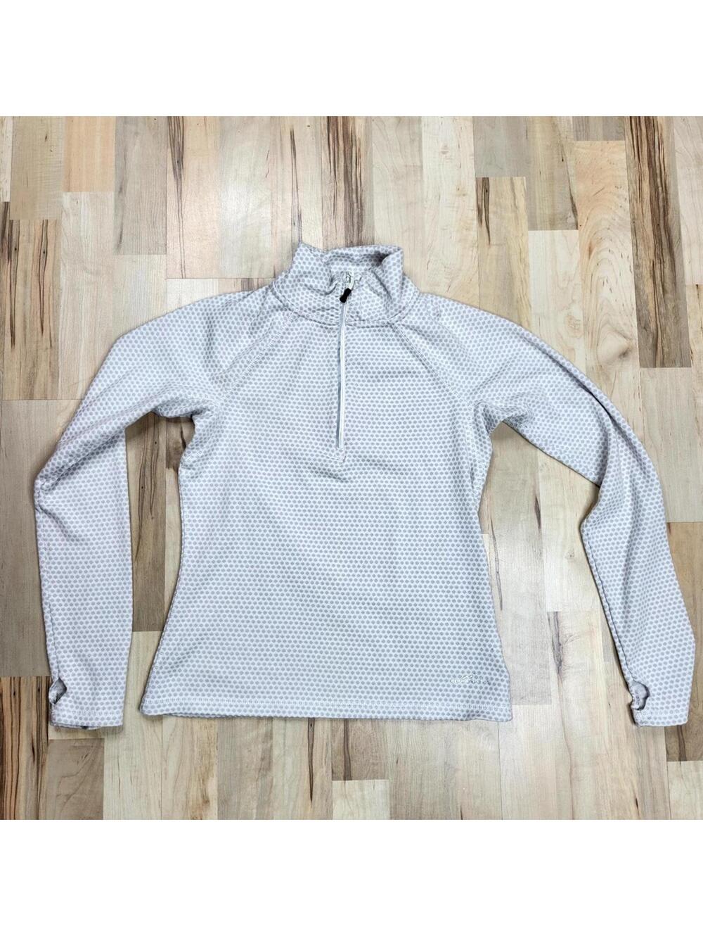 Eddie Bauer Small Women's Light Gray Polka Dotted Quarter-Zip Activewear Jacket